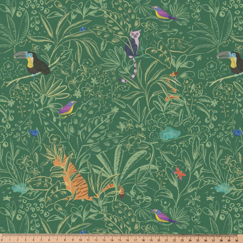 Algodón estampado OTKA Verde / Amarillo
